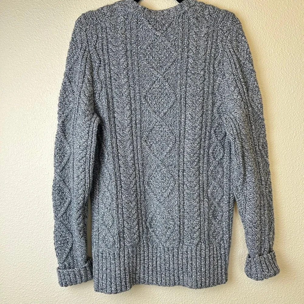 Banana Republic Mens Sweater Merino Wool Blend Cable Knit Fisherman Blue M